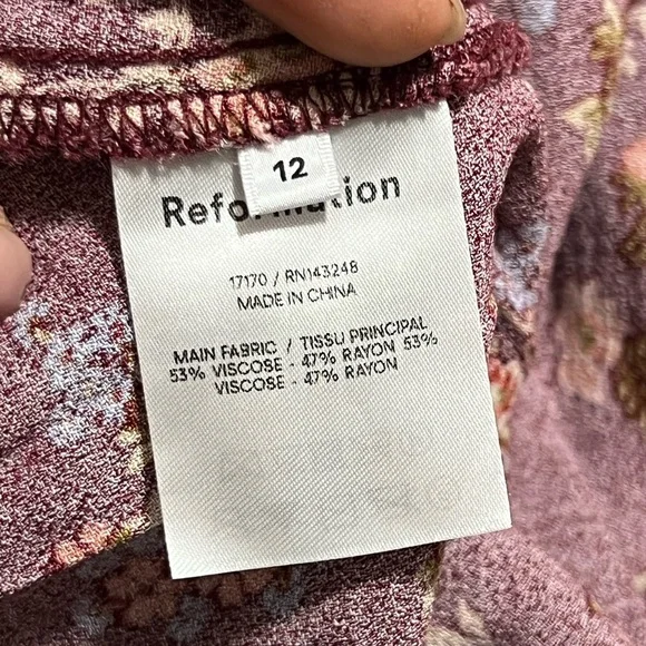 Women’s REFORMATION RED FLORAL MIDI DRESS size 12 - Picture 7 of 10